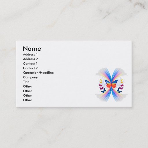 Customizable pretty rainbow butterflies swirl design business cards
