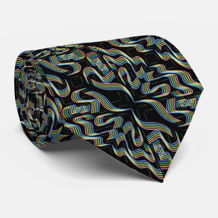 Pretty Rainbow Colored Ribbon Rows Pattern Art Neck Tie