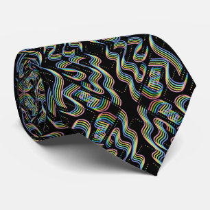 Pretty Rainbow Colored Ribbon Rows Pattern Art Neck Tie