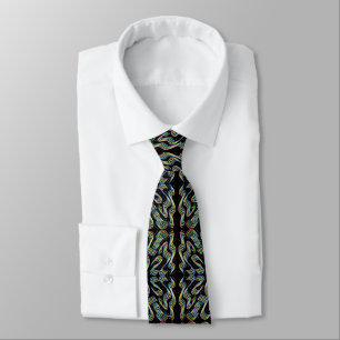 Pretty Rainbow Colored Ribbon Rows Pattern Art Neck Tie
