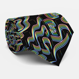 Pretty Rainbow Colored Ribbon Rows Pattern Art Neck Tie