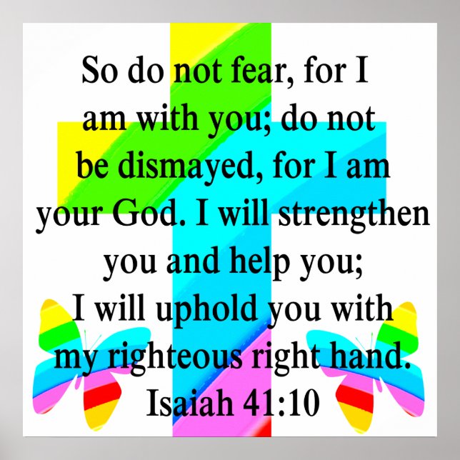 PRETTY RAINBOW CROSS ISAIAH 41:10 DESIGN POSTER (Front)