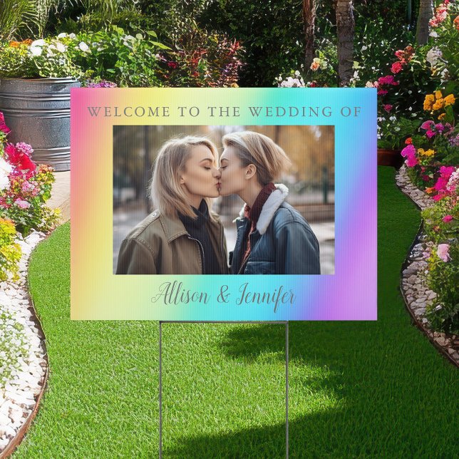 Pretty Rainbow Custom Couple Photo Wedding Welcome Sign (Creator Uploaded)