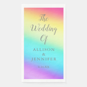 Pretty Rainbow Customized LGBTQ Wedding Paper Guest Towels