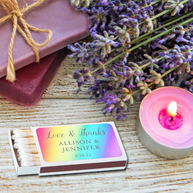 Pretty Rainbow Fade Colorful Personalized Wedding Matchboxes (Creator Uploaded)