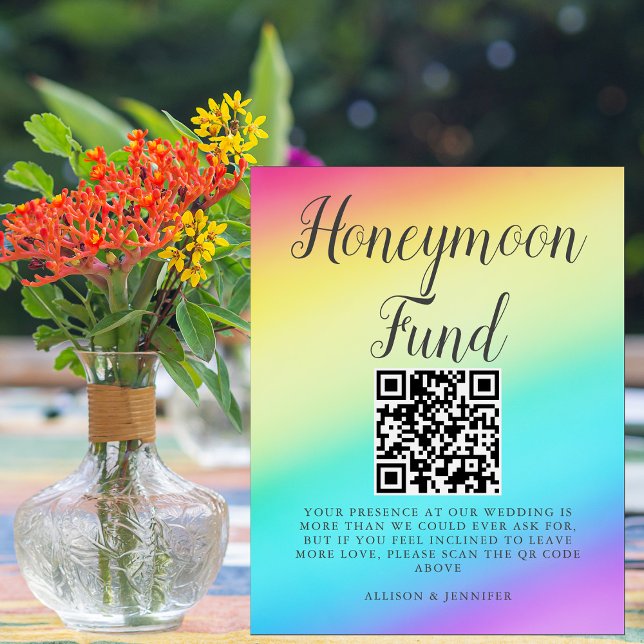 Pretty Rainbow Fade Custom Wedding Honeymoon Fund Foam Board (Creator Uploaded)