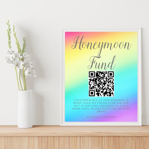 Pretty Rainbow Fade Custom Wedding Honeymoon Fund Poster