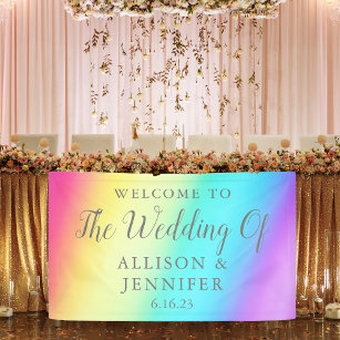 Pretty Rainbow Fade Custom Wedding Welcome Banner