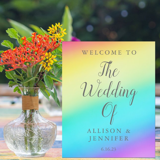Pretty Rainbow Fade Personalized Wedding Welcome Foam Board (Creator Uploaded)