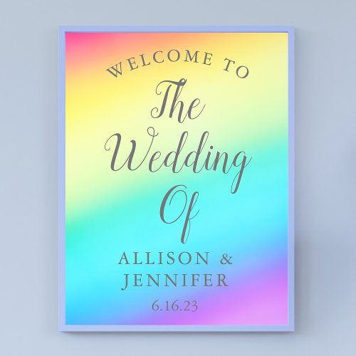 Pretty Rainbow Fade Personalized Wedding Welcome Poster