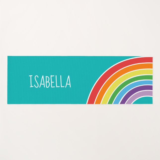 Pretty Rainbow Girls Personalized Yoga Mat (Front (Horizontal))