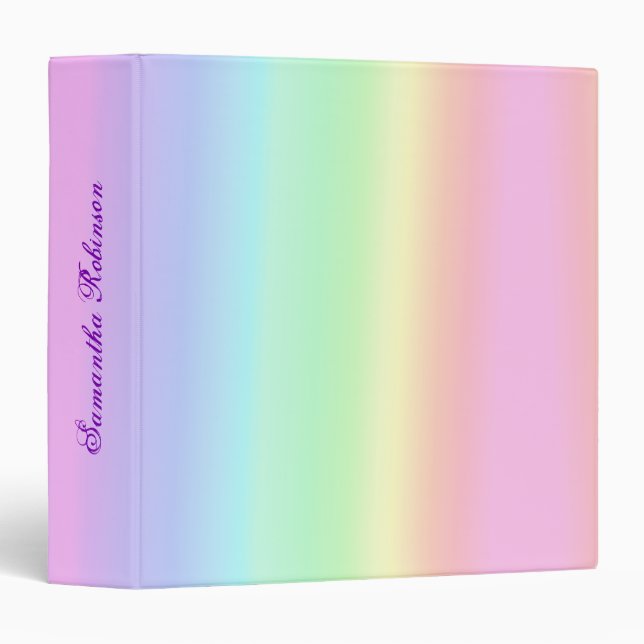 Pretty Rainbow Gradient 3 Ring Binder (Front/Spine)
