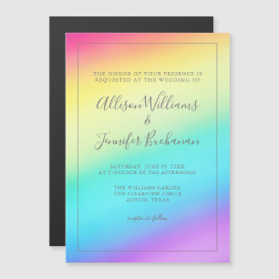Pretty Rainbow Gradient Colorful LGBTQ Wedding Magnetic Invitation