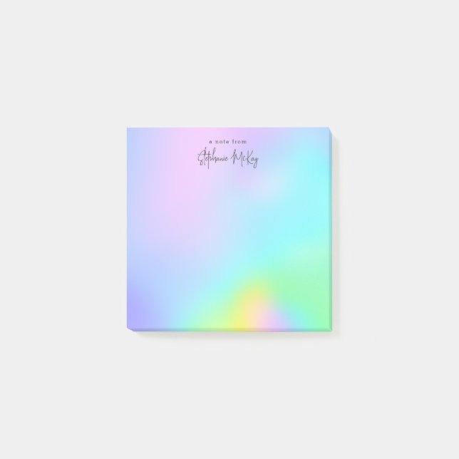 Pretty rainbow gradient personalized post-it notes (Front)