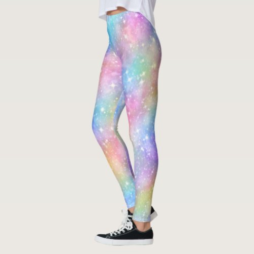 Pretty Rainbow Gradient Sparkle Galaxy Stylish Leggings