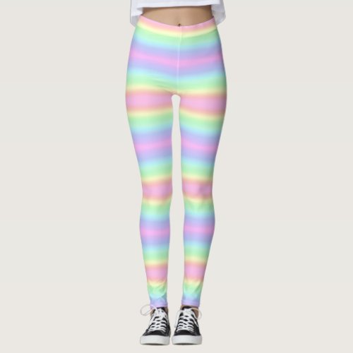 Pretty Rainbow Gradient Stripes Leggings