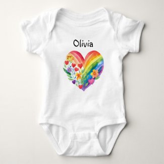 Pretty Rainbow Heart Personalized Colorful Cute