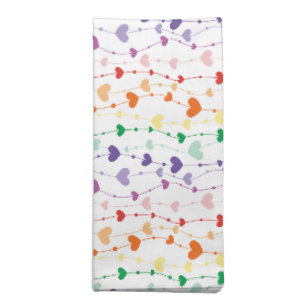 Pretty Rainbow Hearts Pattern Family Cloth Napkin