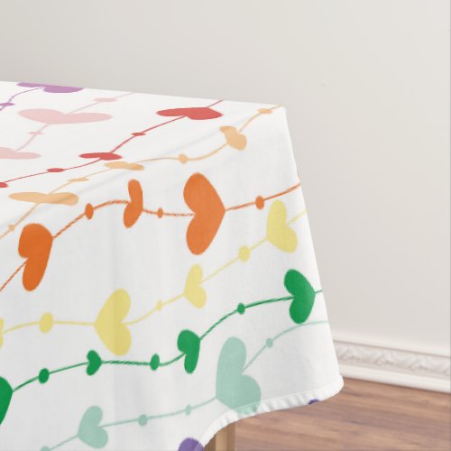 Pretty Rainbow Hearts Pattern Family Tablecloth