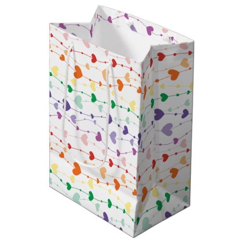 Pretty Rainbow Hearts Pattern Kids Medium Gift Bag