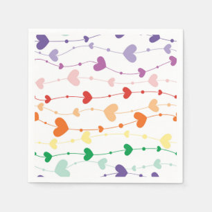 Pretty Rainbow Hearts Pattern Kids Napkins