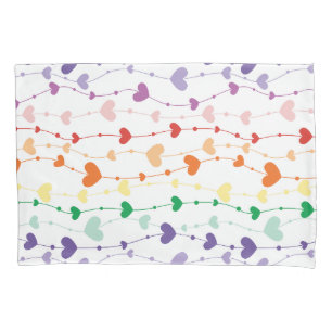 Pretty Rainbow Hearts Pattern Kids Pillow Case