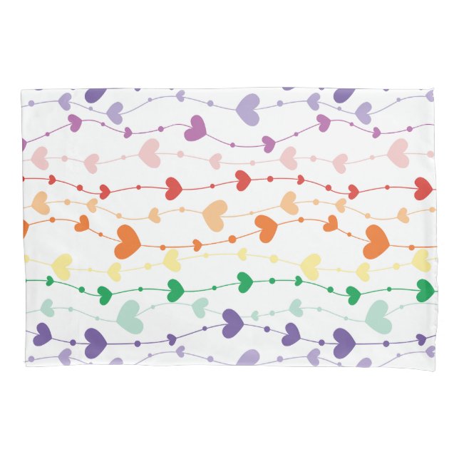 Pretty Rainbow Hearts Pattern Kids Pillow Case (Front)