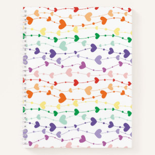 Pretty Rainbow Hearts Pattern Kids School Notebook