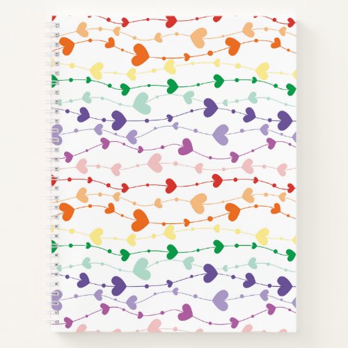 Pretty Rainbow Hearts Pattern Kids School Notebook