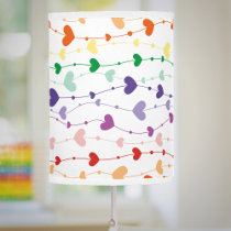 Pretty Rainbow Hearts Pattern Kids Table Lamp