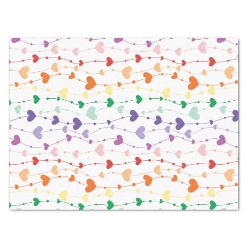 Pretty Rainbow Hearts Pattern Kids Tissue Paper