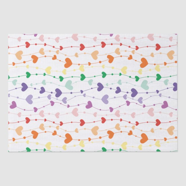 Pretty Rainbow Hearts Pattern Kids Tissue Paper (Front)