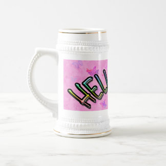 Pretty Rainbow Hello World Beer Stein