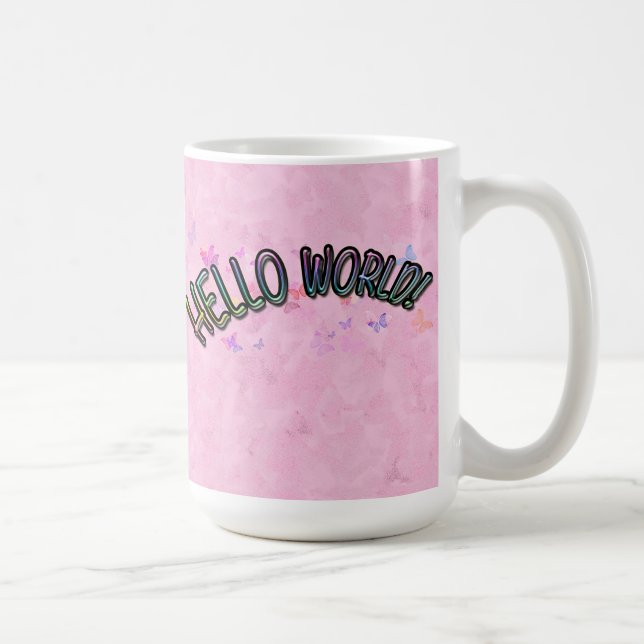 Pretty Rainbow Hello World Coffee Mug (Right)