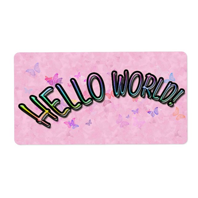 Pretty Rainbow Hello World Label (Front)