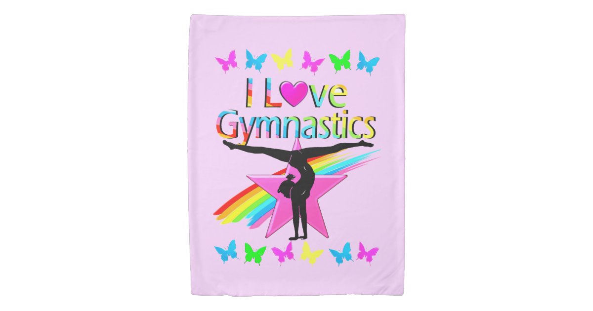 Pretty Rainbow I Love Gymnastics Design Duvet Cover Zazzle Com