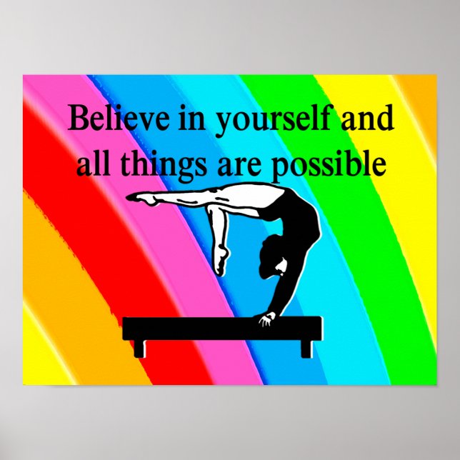 PRETTY RAINBOW INSPIRATIONAL GYMNAST QUOTE POSTER (Front)