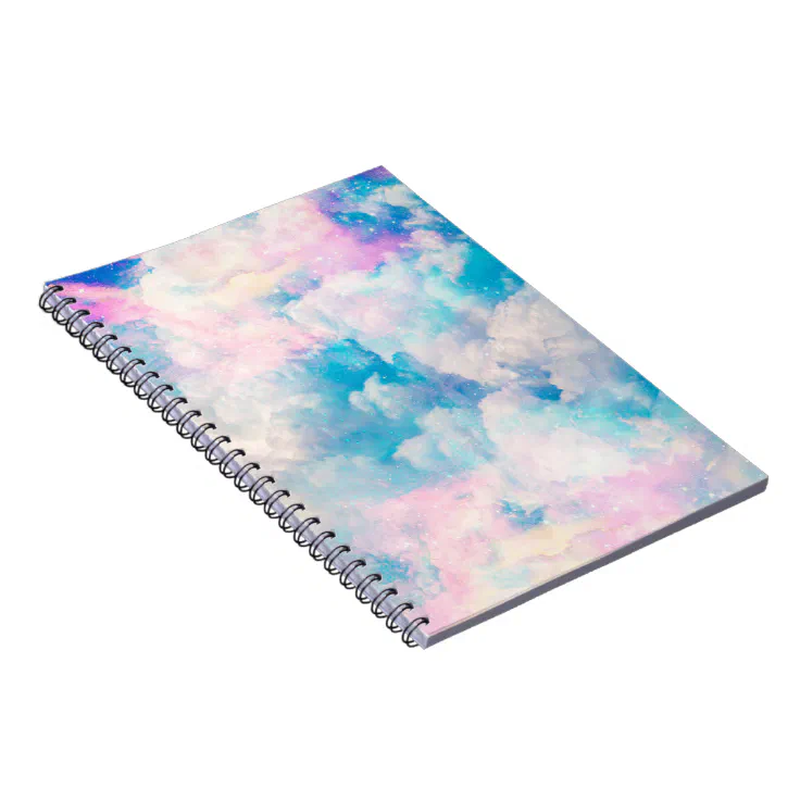 Personalized Rainbow Cloud Sky Spiral Bound Notebook Sketchbook 