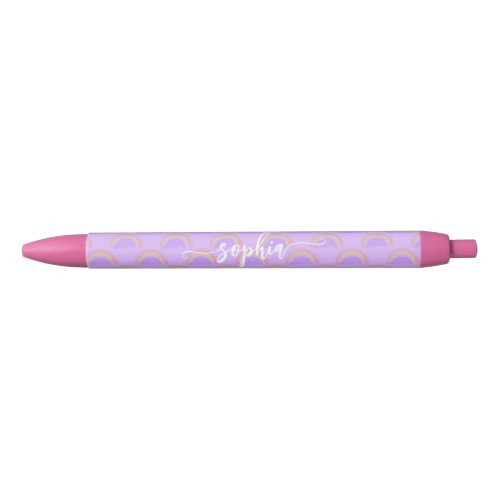 Pretty rainbow pastel colorful name personalized black ink pen