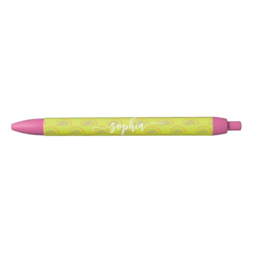 Pretty rainbow pastel colorful name personalized black ink pen