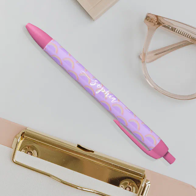 Pretty rainbow pastel colorful name personalized pen
