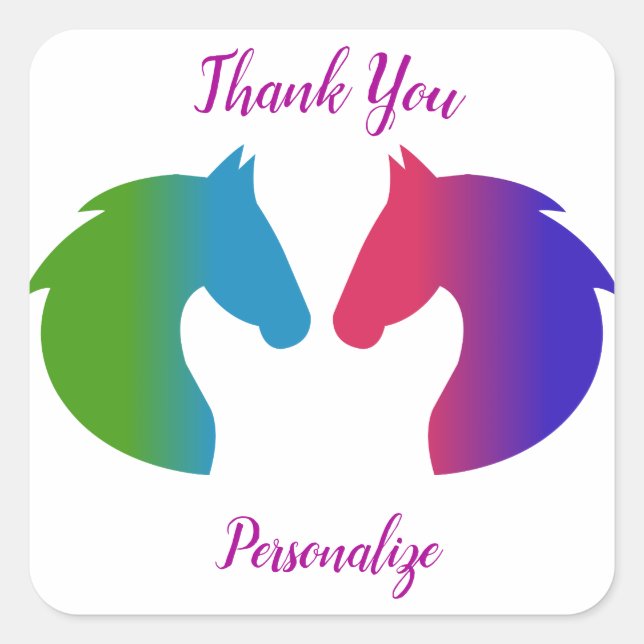 Pretty Rainbow Pastel Horse Custom Made Square Sticker (Front)