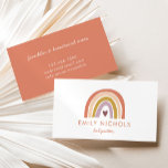 Pretty Rainbow Peach Lavender Boho Babysitter Business Card<br><div class="desc">This babysitter business card features a sweetly colored rainbow with heart. Change the color of the back side by clicking on "Edit Using Design Tool."</div>