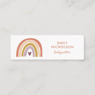 Pretty Rainbow Peach Lavender Boho Babysitter Mini Business Card