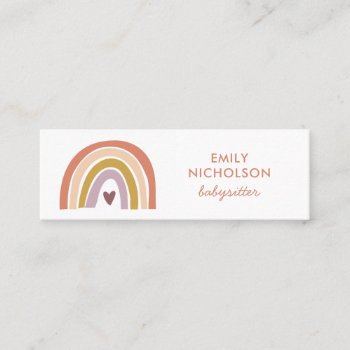 Pretty Rainbow Peach Lavender Boho Babysitter Mini Business Card by JAmberDesign at Zazzle