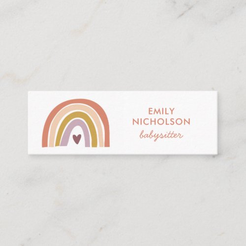 Pretty Rainbow Peach Lavender Boho Babysitter Mini Business Card