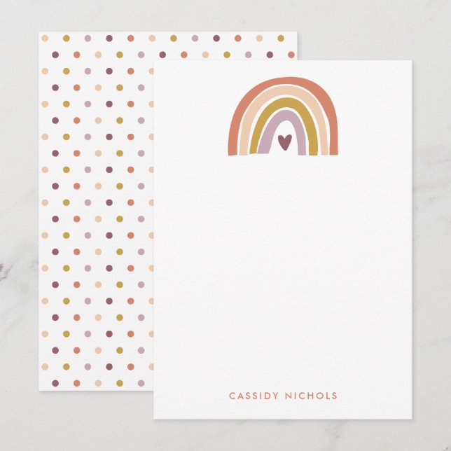 Pretty Rainbow Peach Lavender Boho Babysitter Thank You Card (Front/Back)