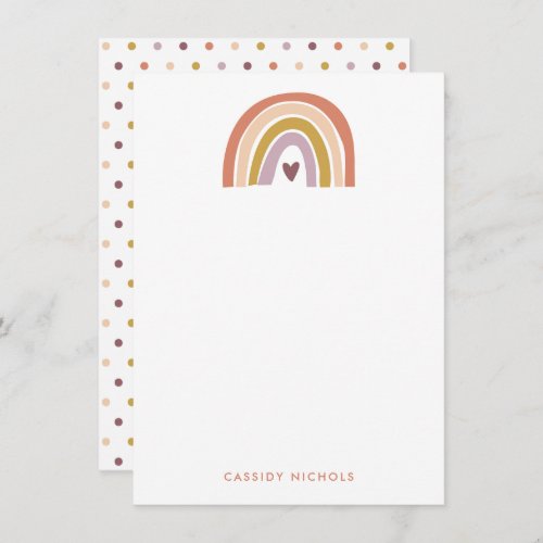 Pretty Rainbow Peach Lavender Boho Babysitter Thank You Card