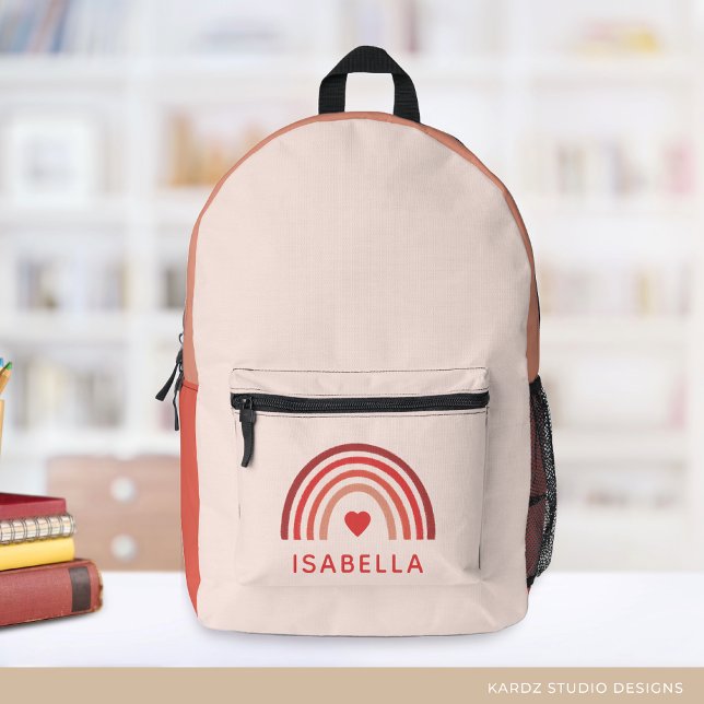 Pretty Rainbow Personalized Girls School Printed Backpack (Creator Uploaded)