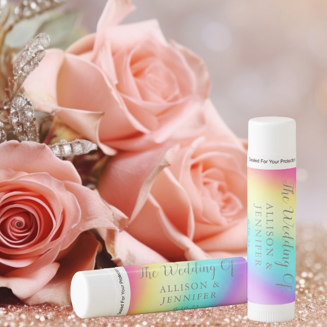 Pretty Rainbow Personalized LGBTQ Wedding Lip Balm (Creator Uploaded)